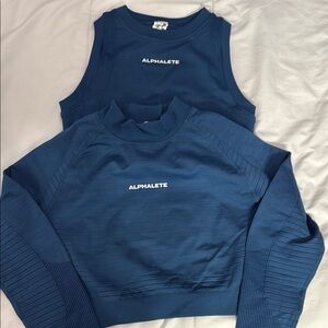 Alphalete Blue Sweatshirt Structured Athletic Top